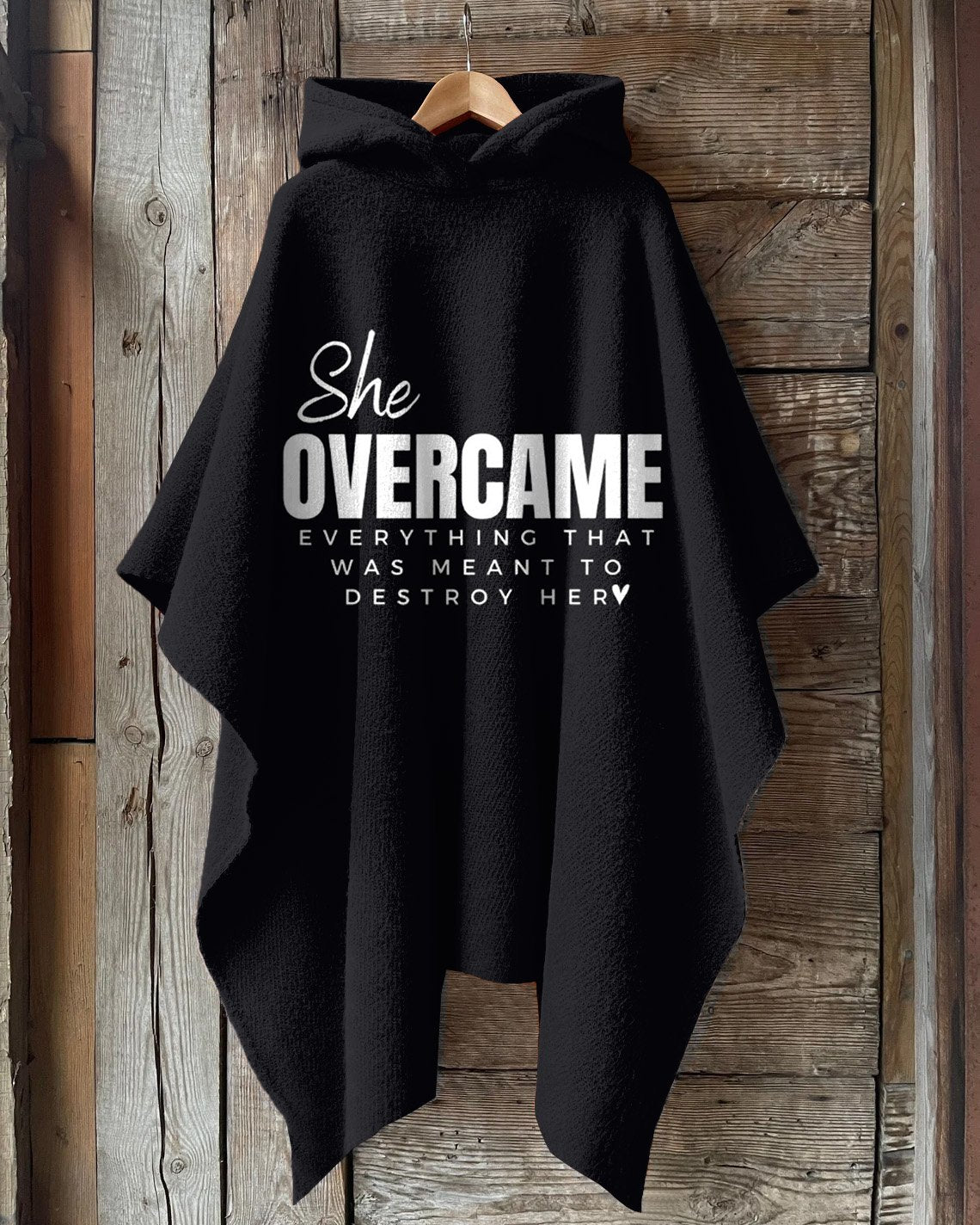 She Overcame Everything Hooded Warm Shawl Cape