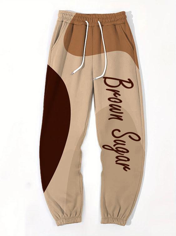 Brown Sugar Print Colorblock Track Pants