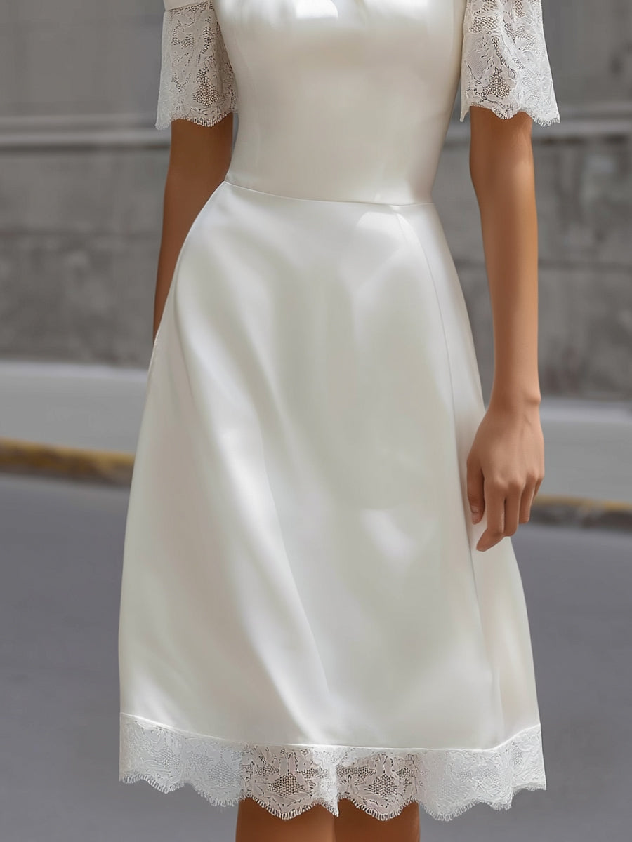 Halter Neck Lace-Trim Midi Dress