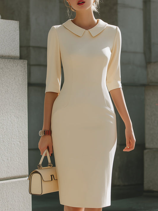 Cream Peter Pan Collar Sheath Dress