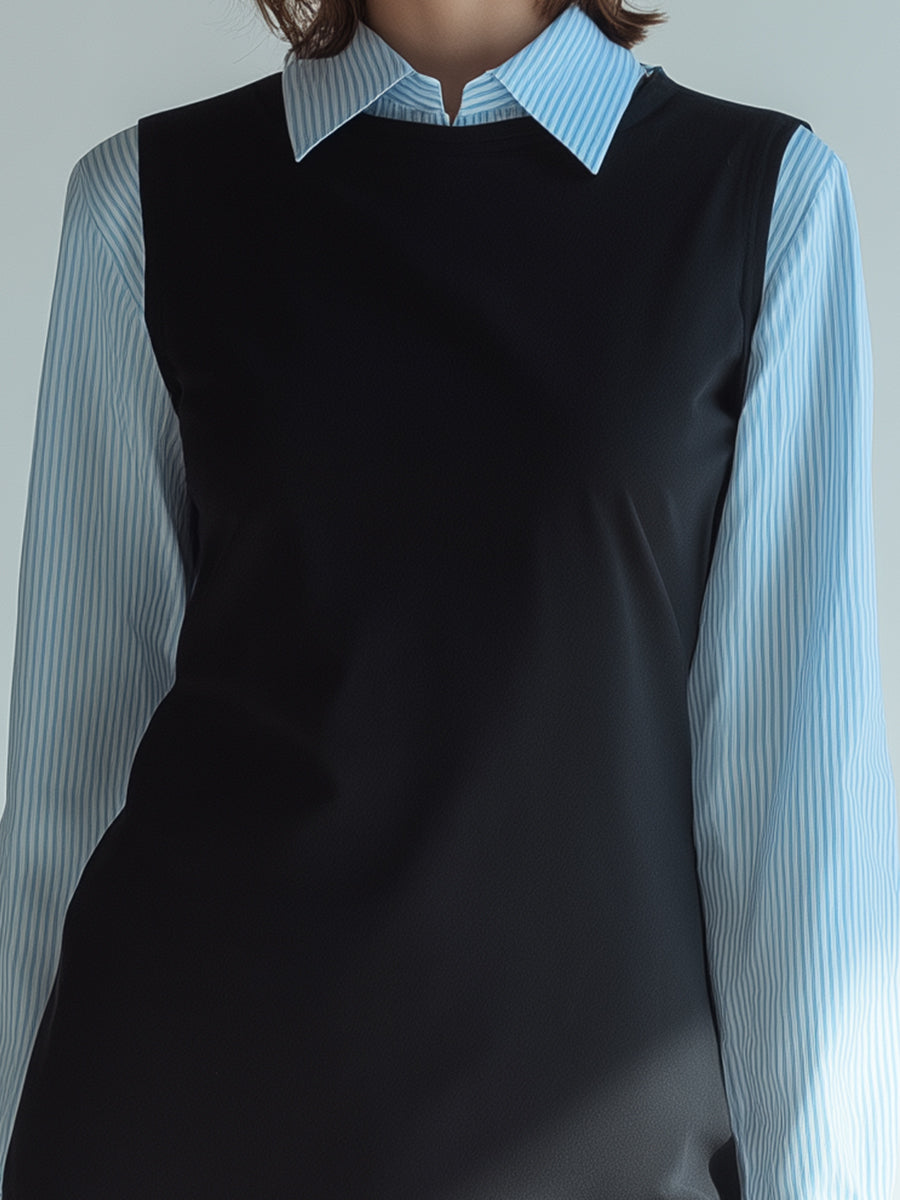 Chic Layered Shirt Two Pieces Dress