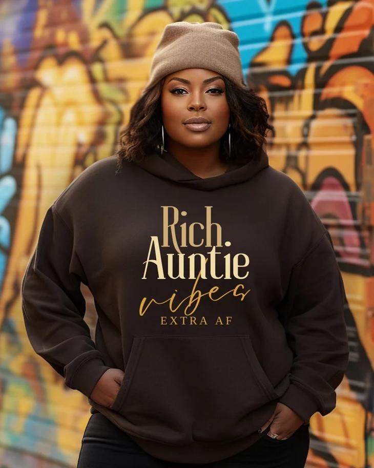 Black Woman Rich Auntie Vibes Hoodie