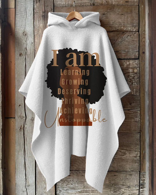 Self-love Inspiration Hooded Warm Shawl Cape