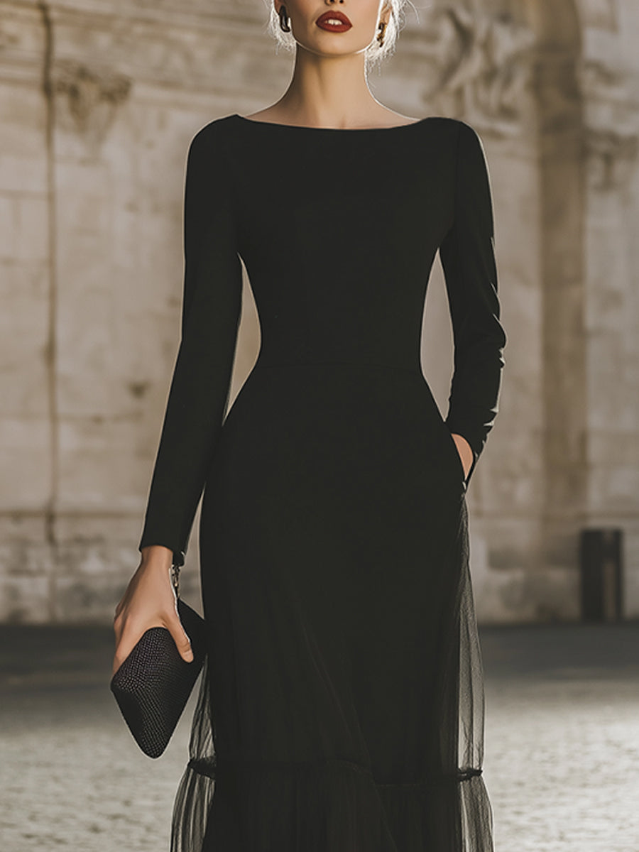 Long Sleeve Tiered Hem MaxiDress