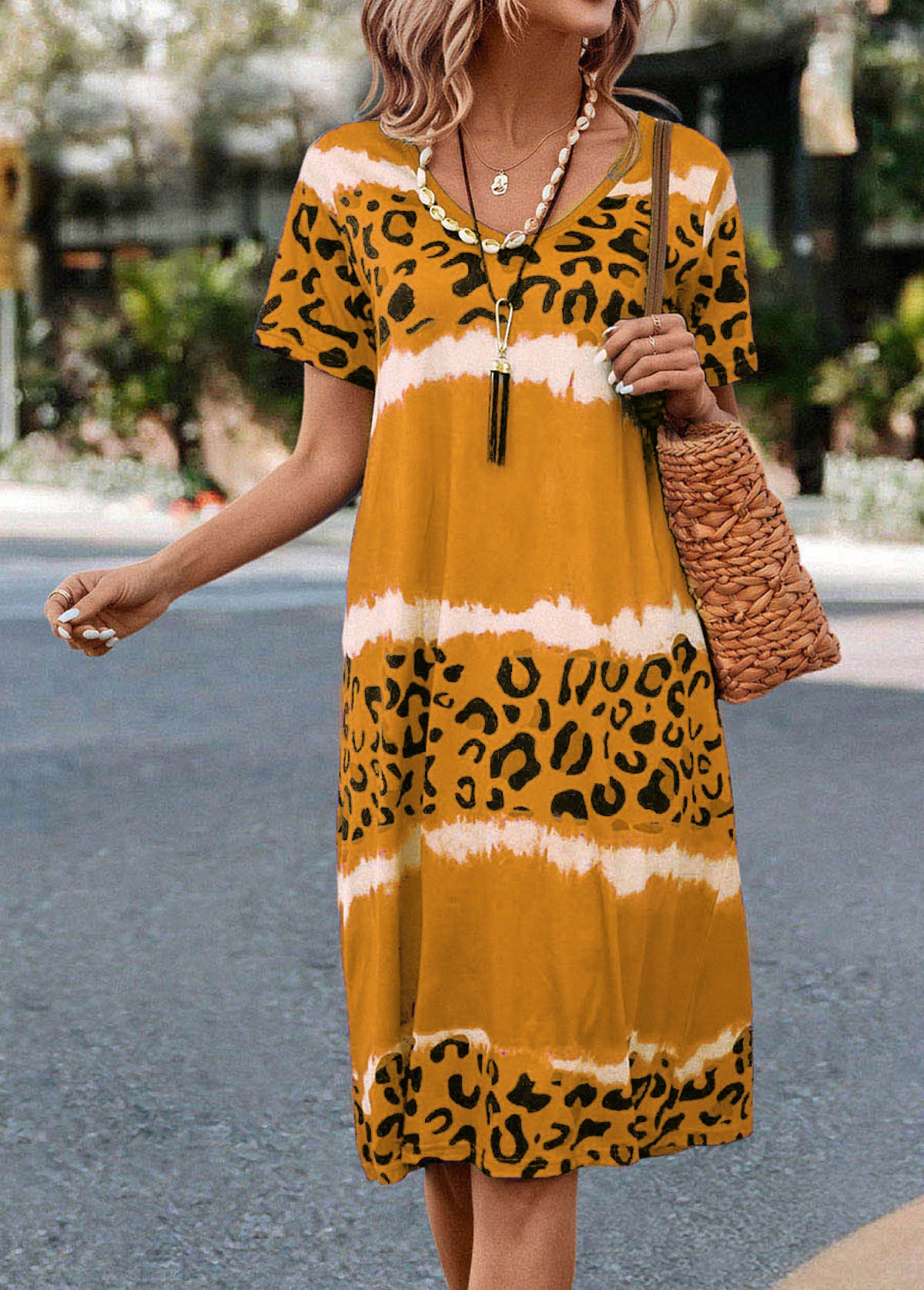 Women's Sexy Leopard Print Casual Midi Dress