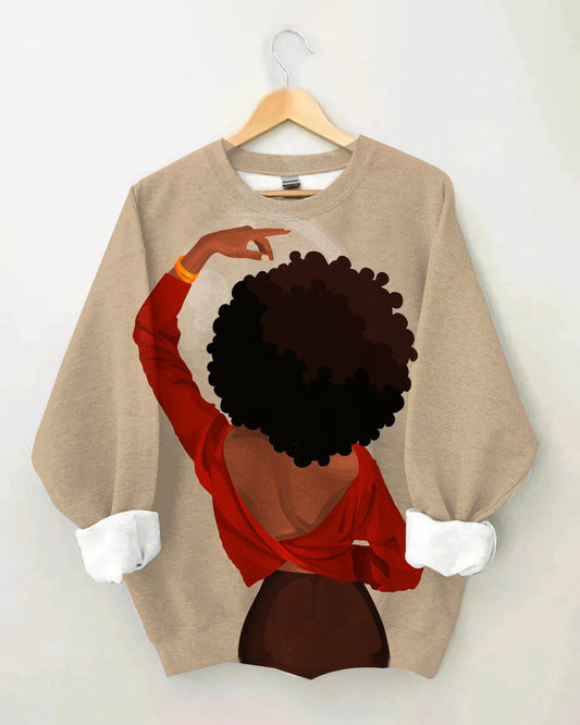 Dancing Afro Girl Long Sleeve Sweatshirt