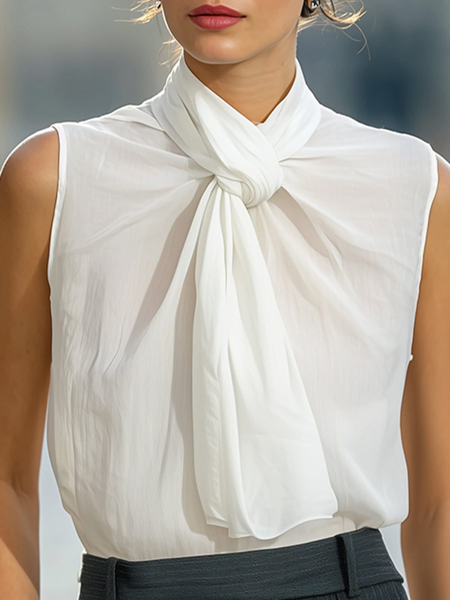 Sophisticated Knot-Neck Sleeveless Blouse