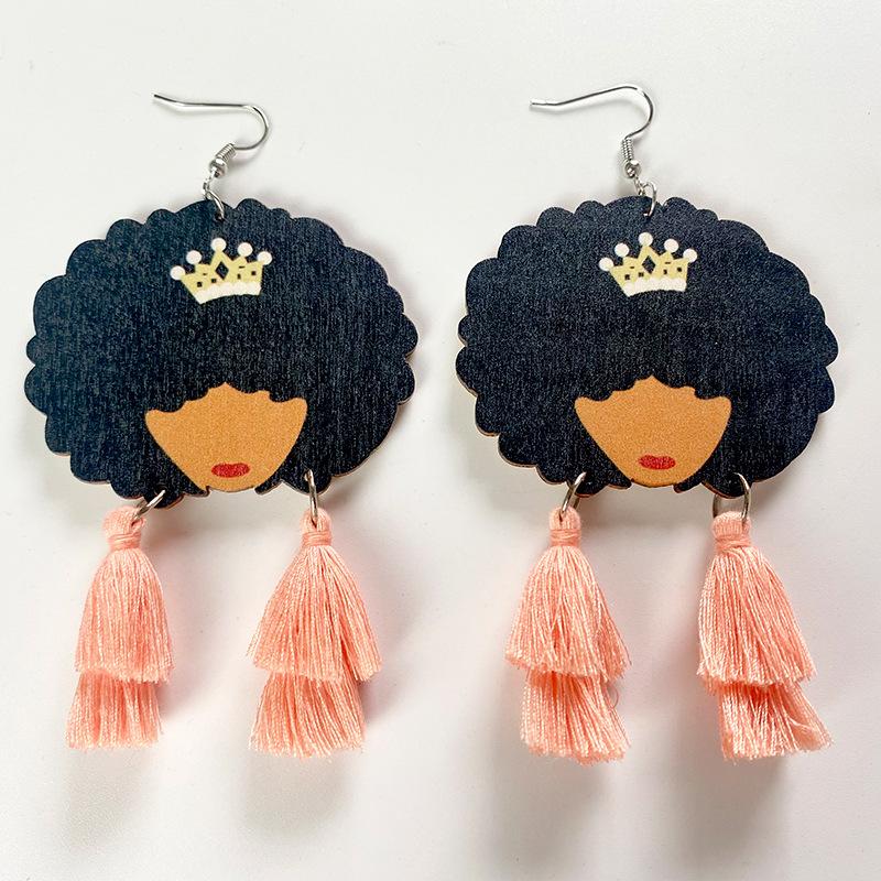 Wood Tassel Drop Earrings