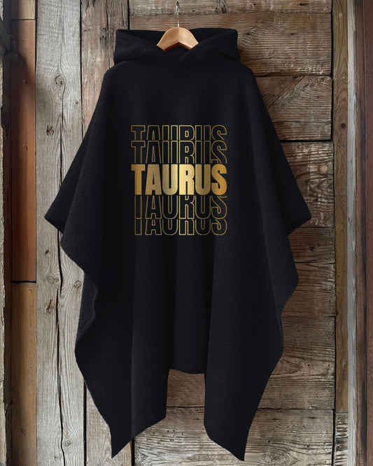 Stacked Taurus Zodiac Hooded Warm Shawl Cape