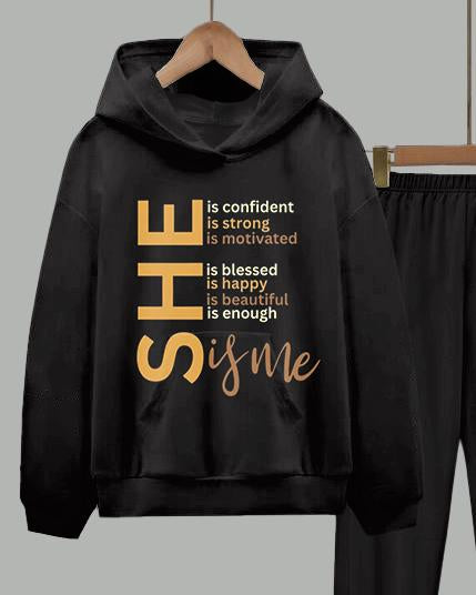 She Is Me Long Sleeve Hoodie Two Pieces Set