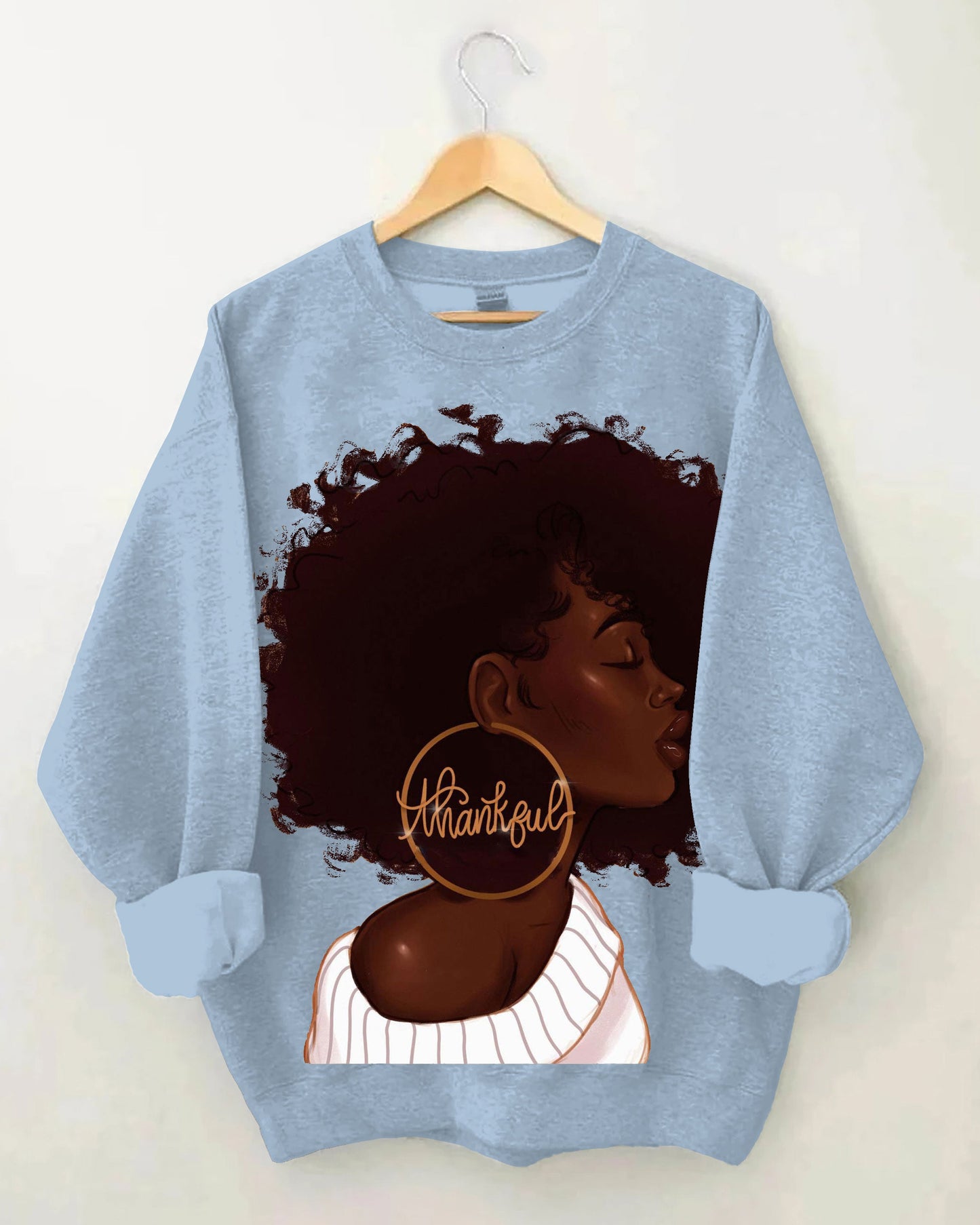 Gold Earrings Afro Girl Long Sleeve Sweatshirt