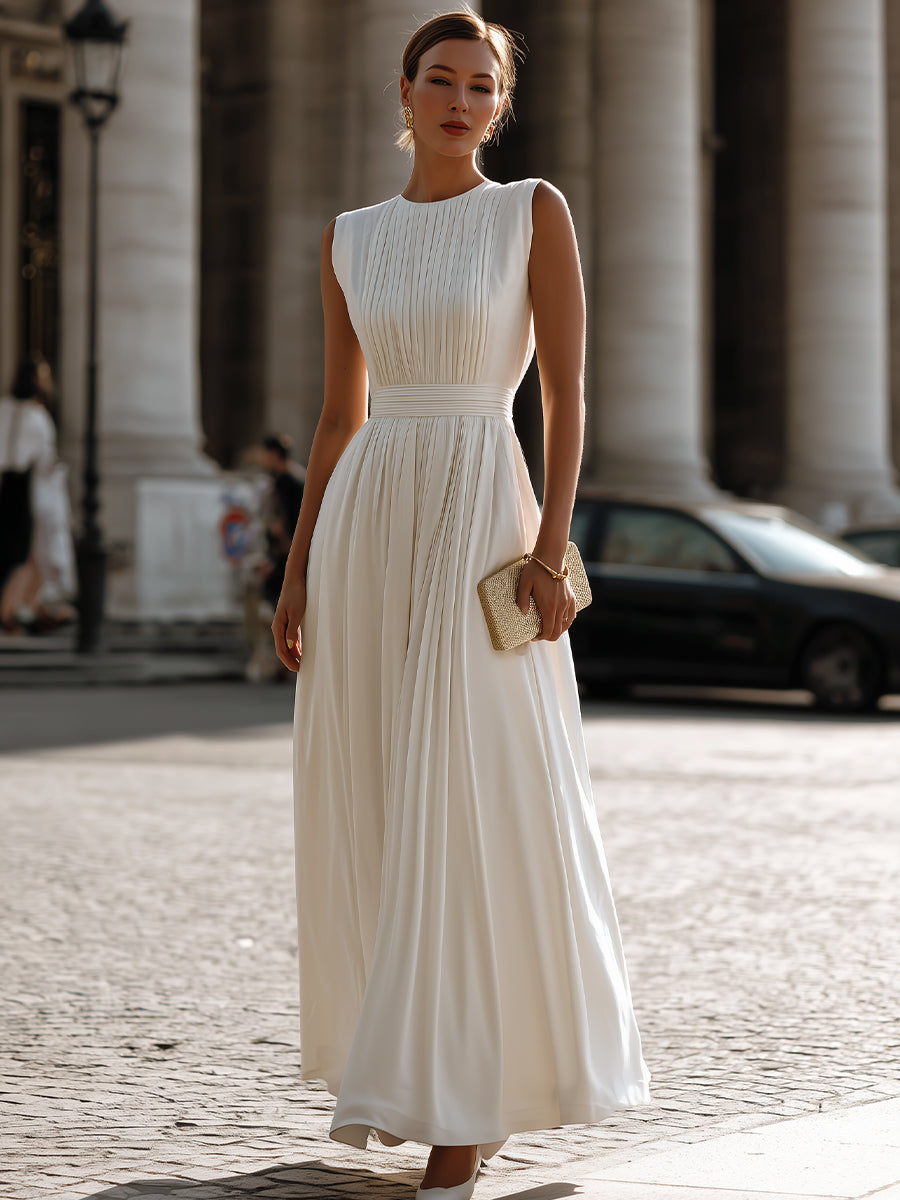 Sleeveless Pleated Maxi Dress
