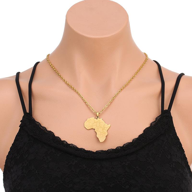 Gold Africa Map Necklace