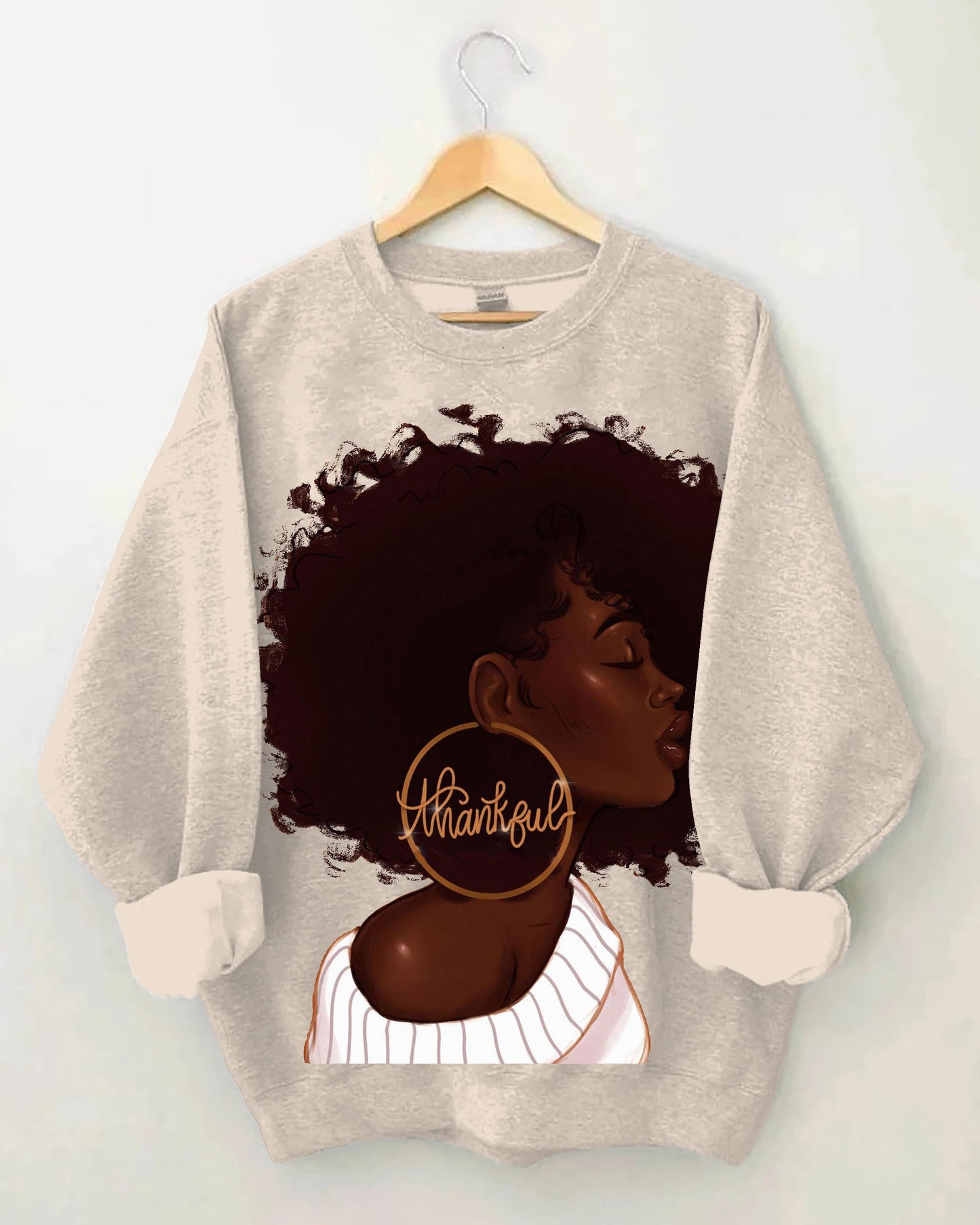 Gold Earrings Afro Girl Long Sleeve Sweatshirt