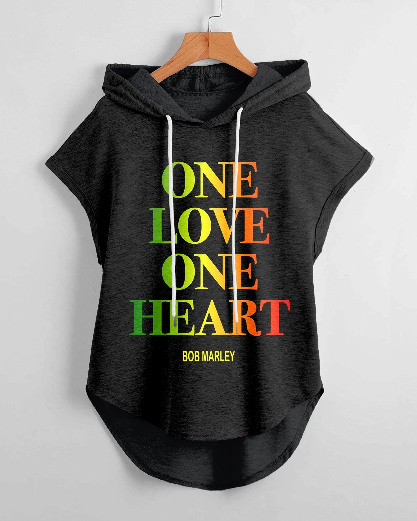 One Love One Heart Drawstring Hooded Tee