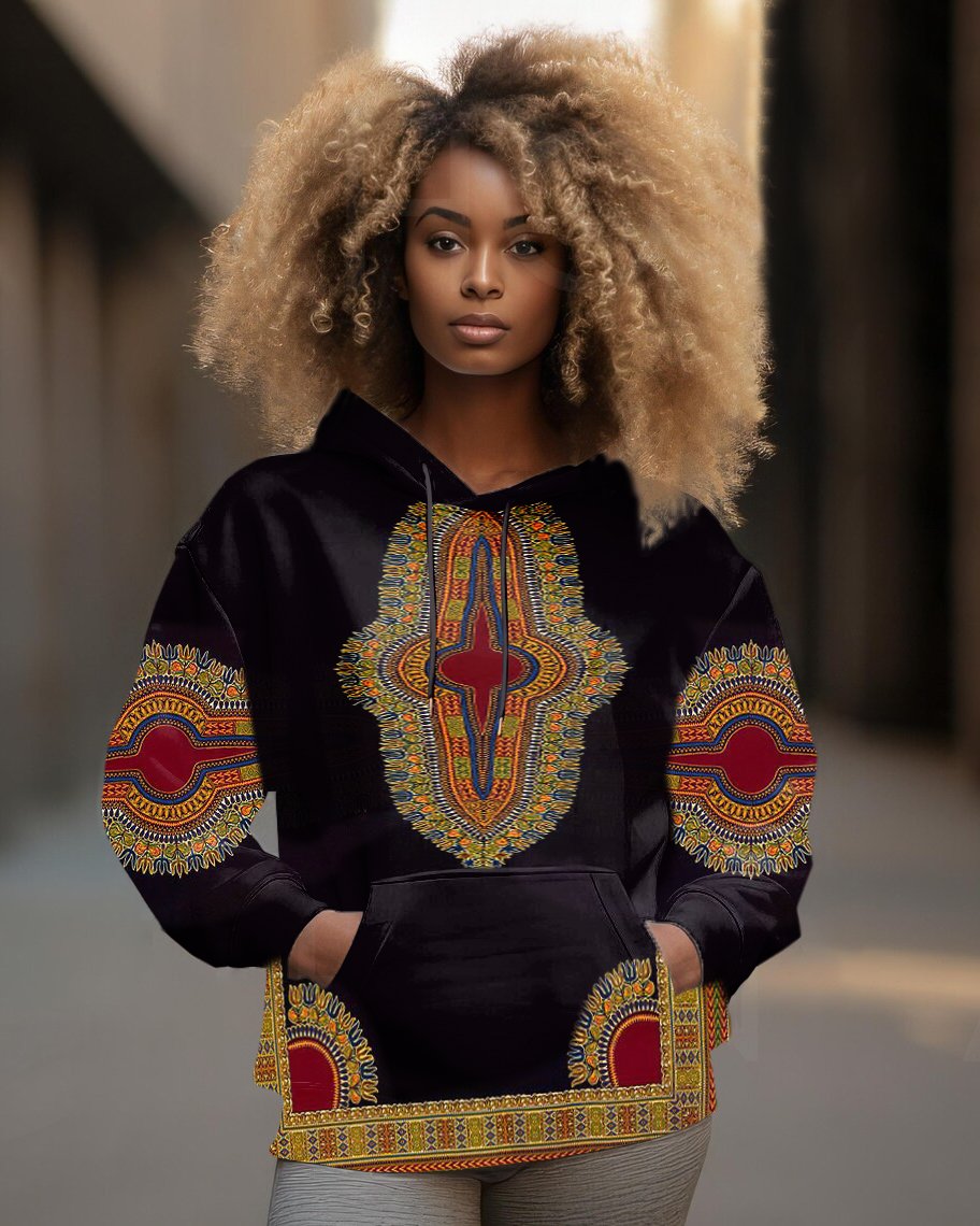 Ankara African Colorful Print Long Sleeve Hoodie