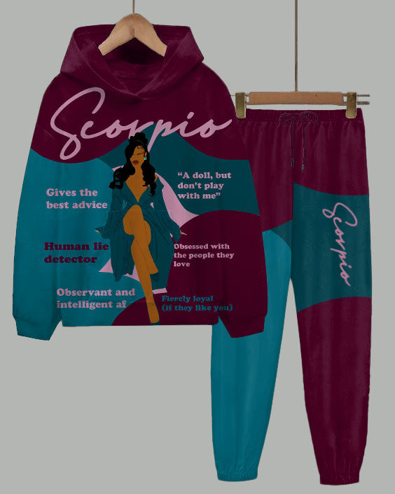 Scorpio Girly Season Long Sleeve Hoodie Two Pieces Set