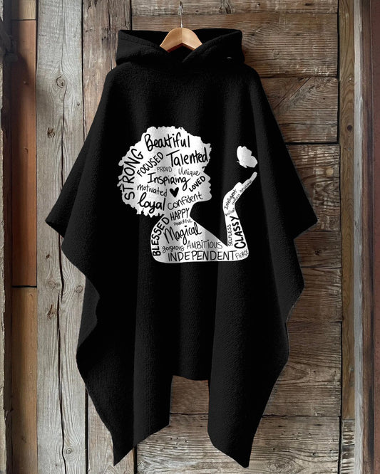 Black Girl Magic Hooded Warm Shawl Cape