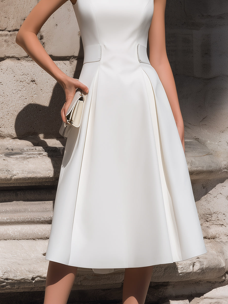 Sleeveless Tailored A-Line Midi Dress