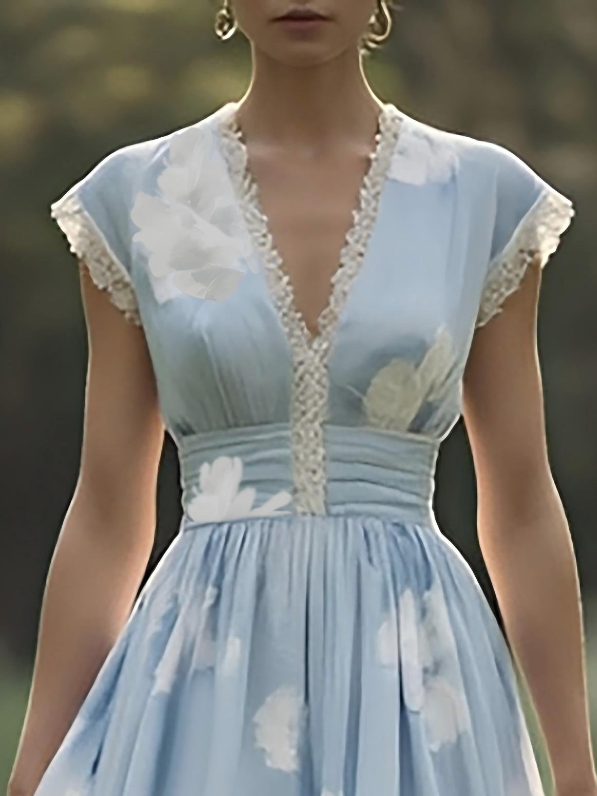 (SIZE:XS-XXL)Linen Maxi Dress, Sleeveless, V neck, Floral, Vintage, Green