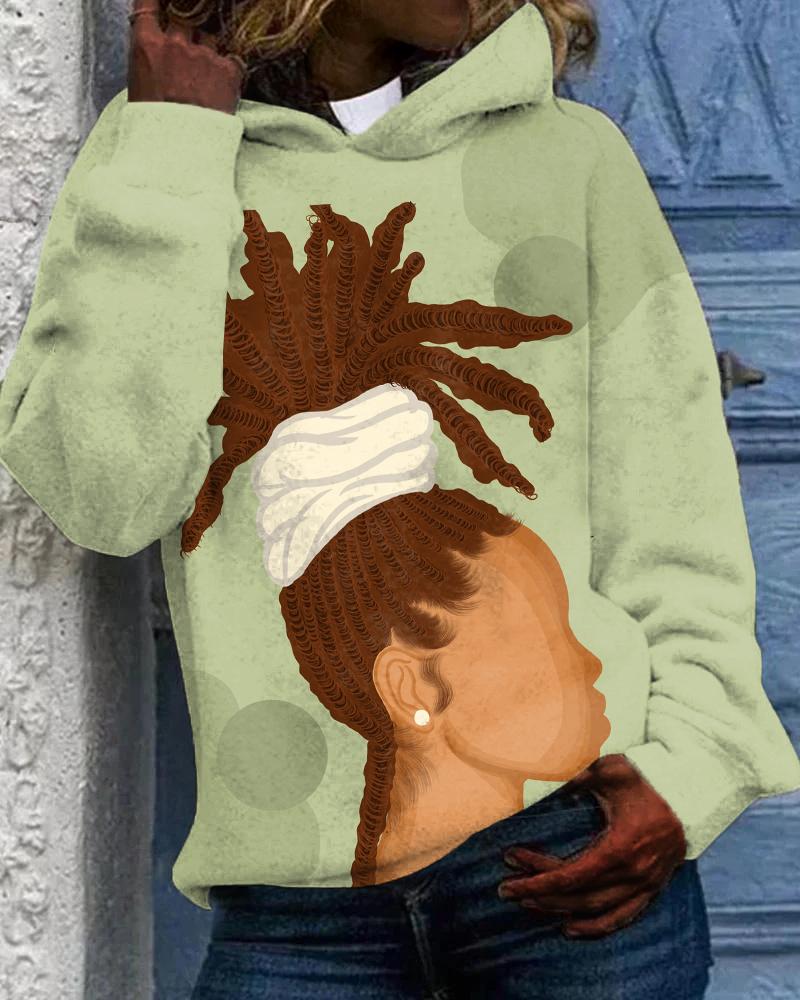 Curvy African American Women Illustration Long-sleeved Hoodie