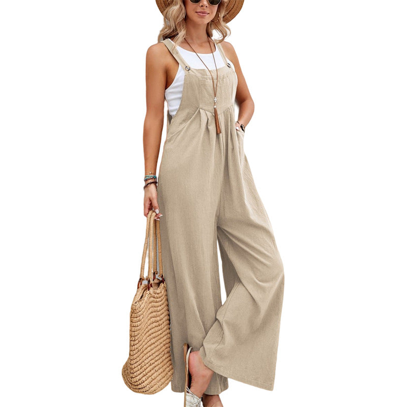 Women's Solid Color Casual Suspender Trousers Women