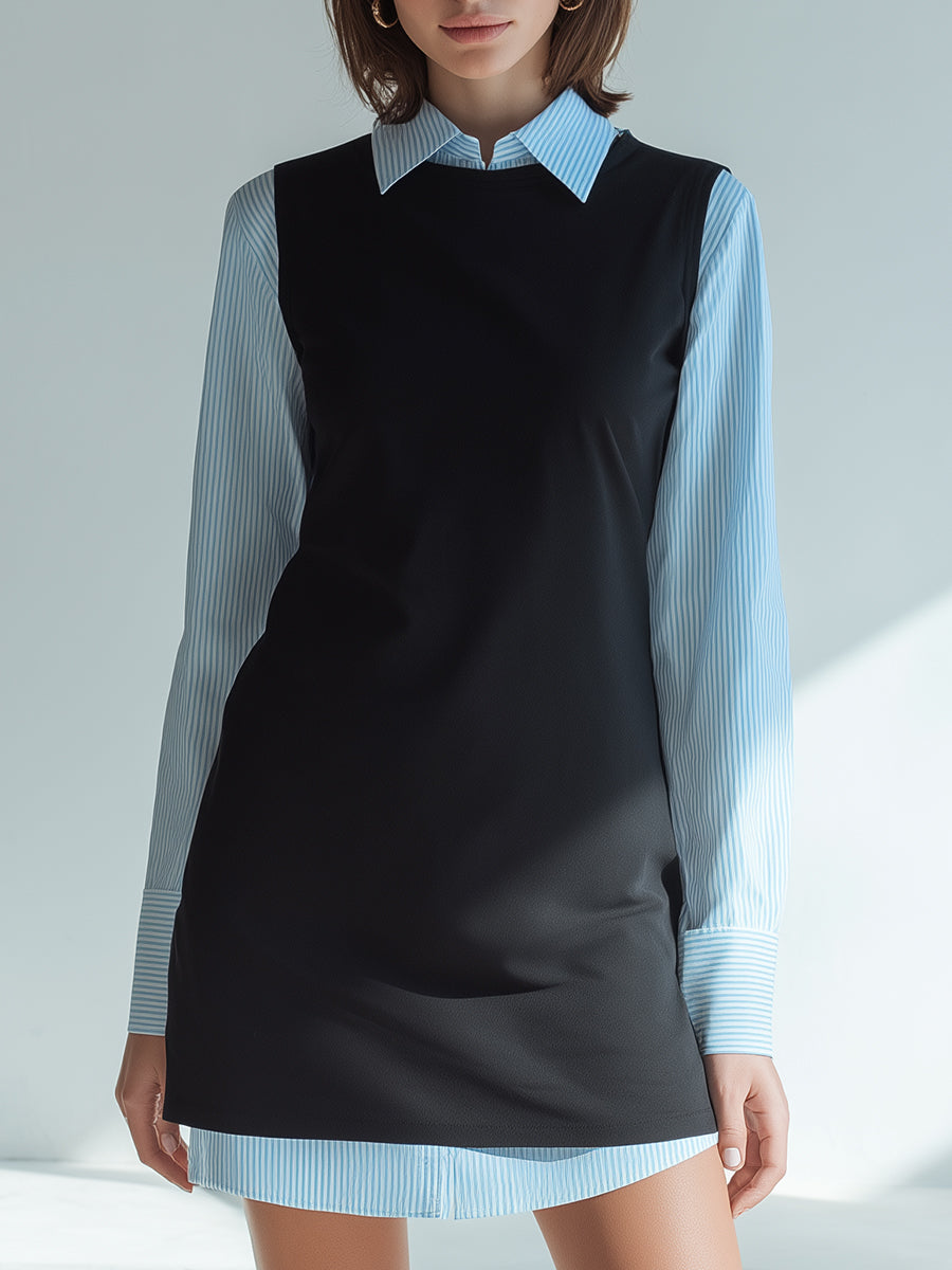 Chic Layered Shirt Two Pieces Dress