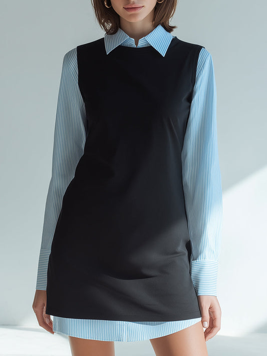 Chic Layered Shirt Two Pieces Dress