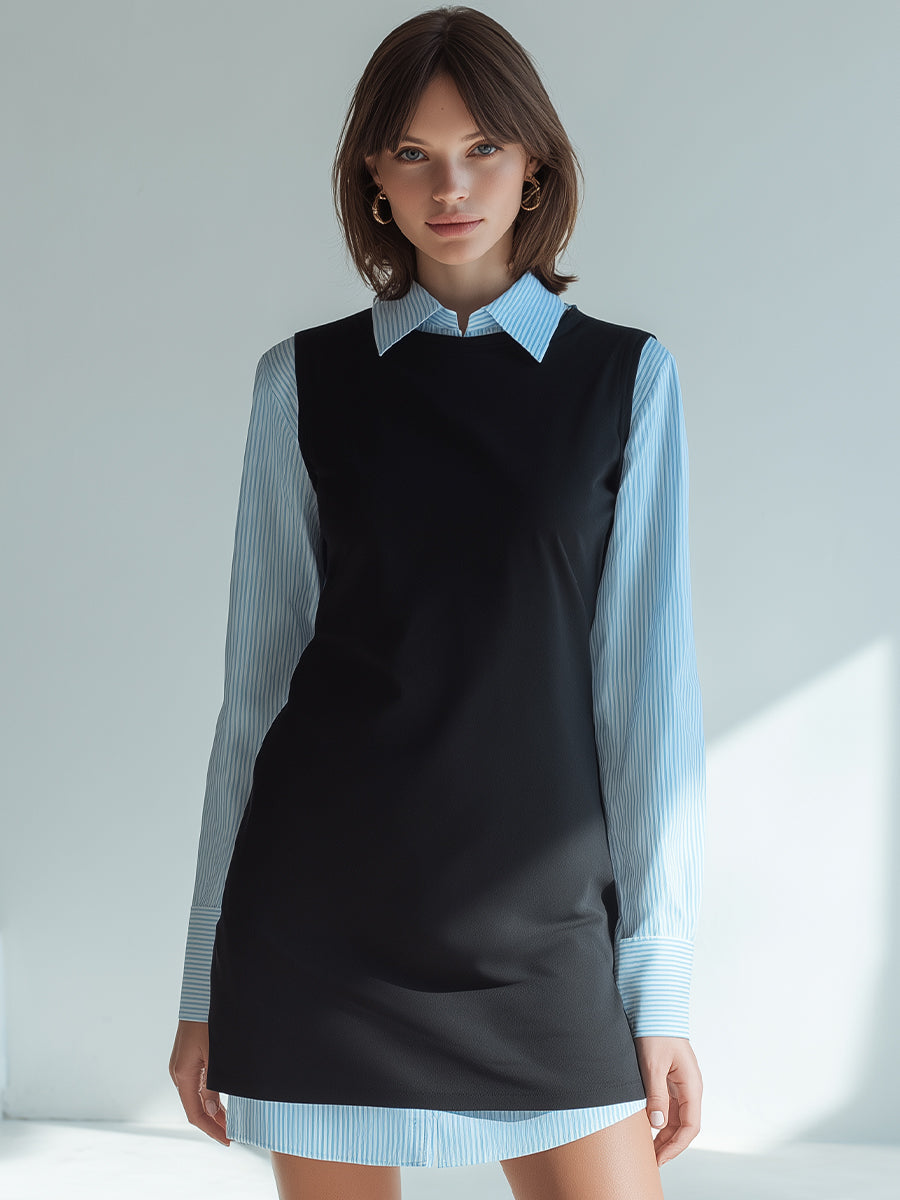 Chic Layered Shirt Two Pieces Dress