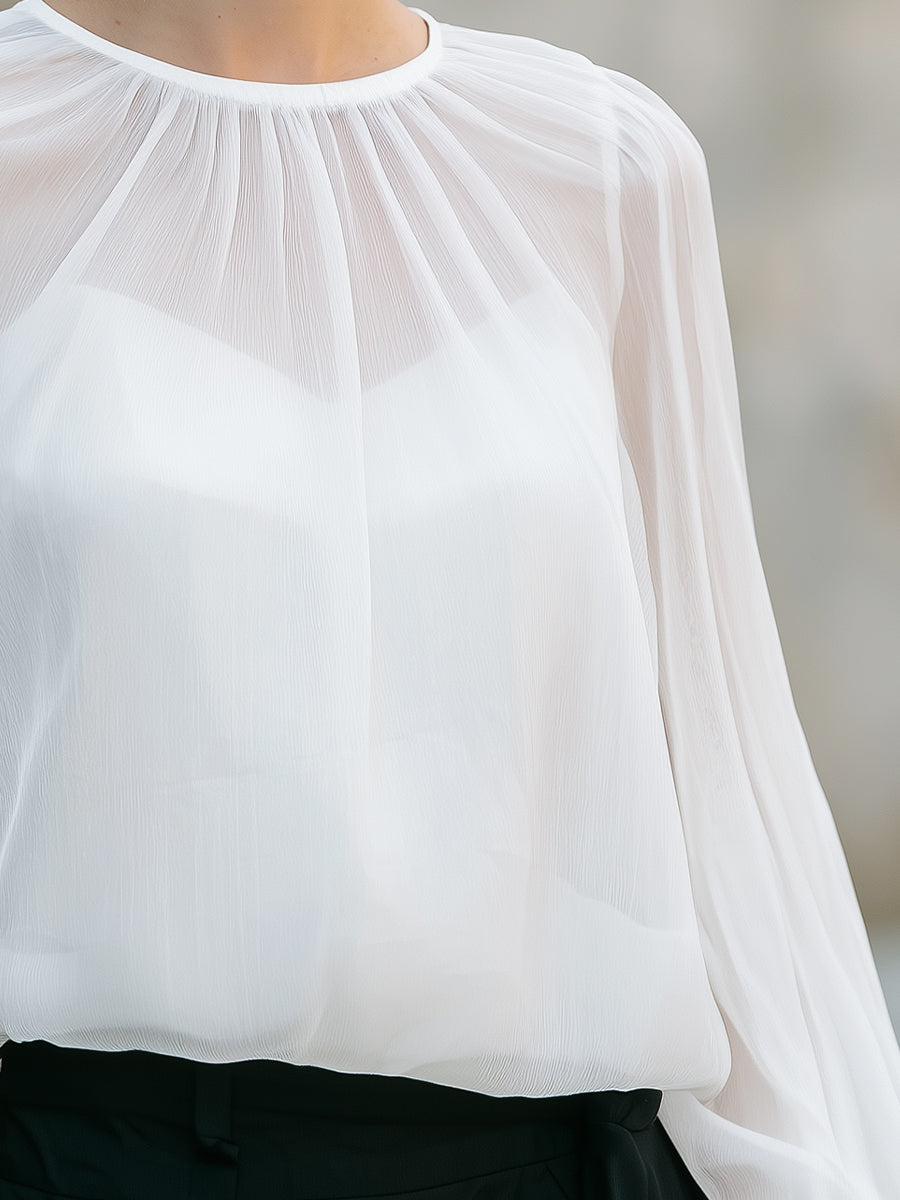 White Chiffon Blouse¨C Airy Elegance For Timeless Versatility