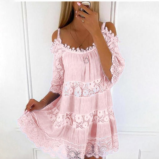 Off-the-Shoulder Lace Sling Dress