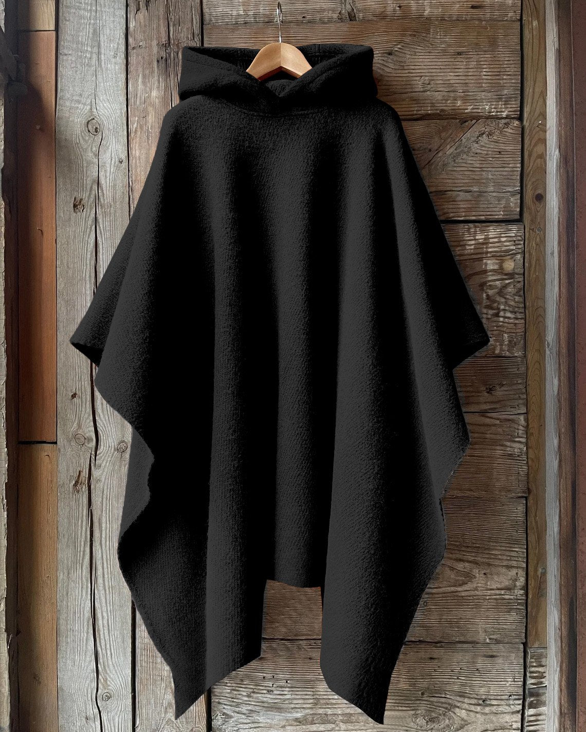 Casual Solid Color Hooded Warm Shawl Cape