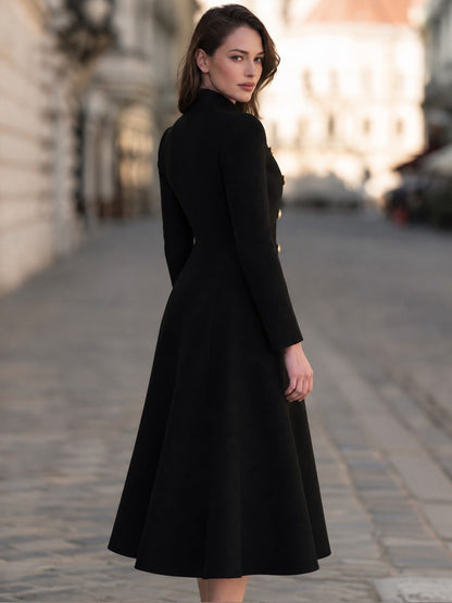 Military-style double-breasted midi dress/coat