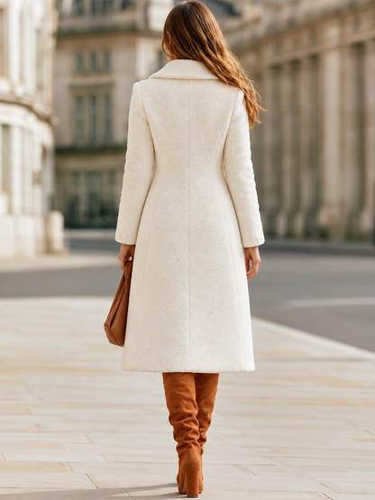 Double-Breasted Teddy Long Coat