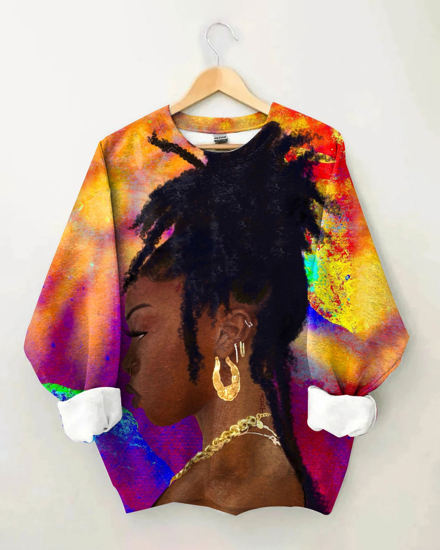 Afro Art Print Girl Long Sleeve Sweatshirt