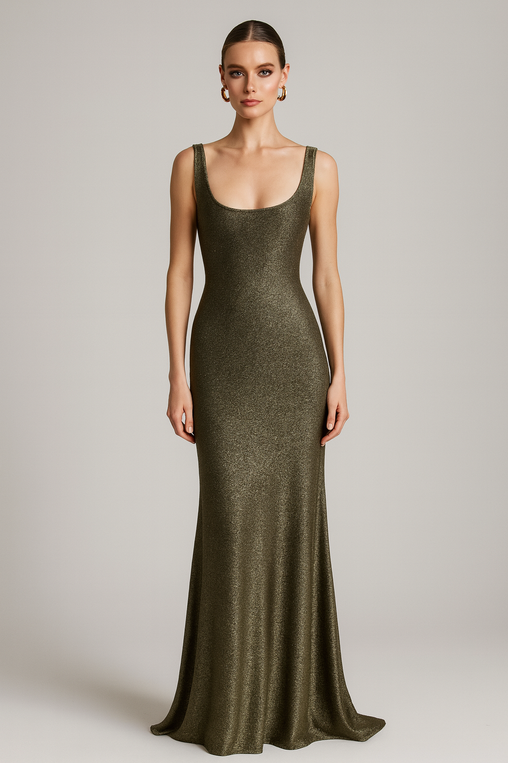 Elegant Slim-Fit Slimming U-Collar Gold Yarn Wool Vest Camisole Dress