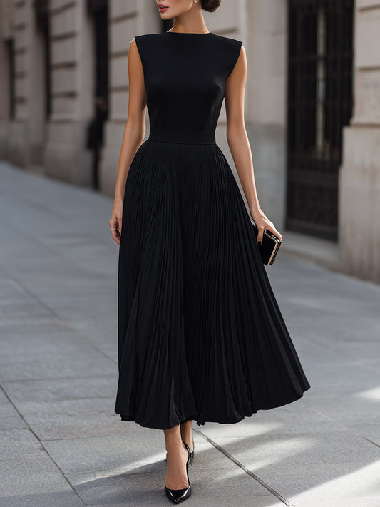 Sleeveless Pleated Midi Dress