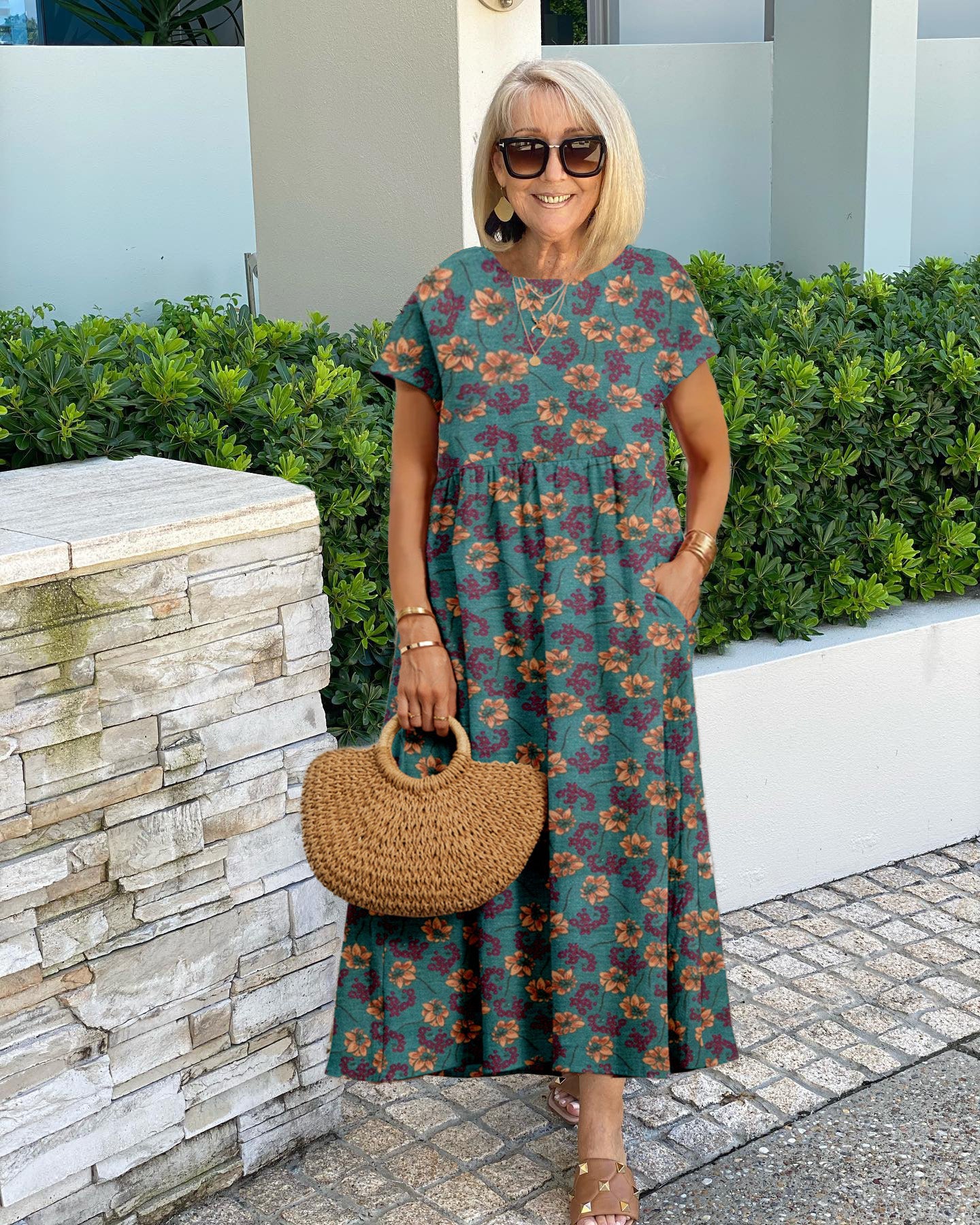 Cotton and Linen Printed Tunic Dress