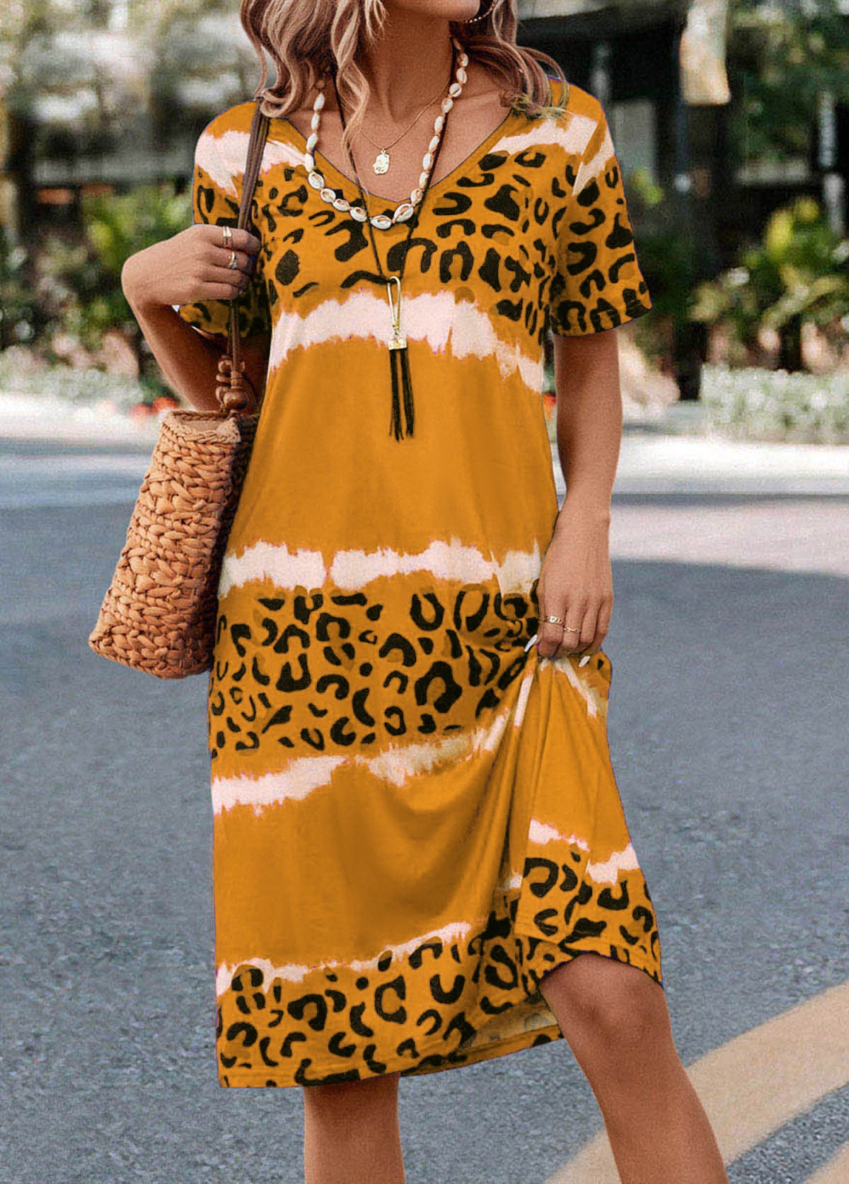 Women's Sexy Leopard Print Casual Midi Dress