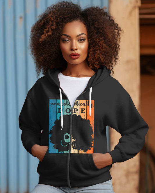 Dope Afro Girl Zip Hood Long Sleeves Hoodie