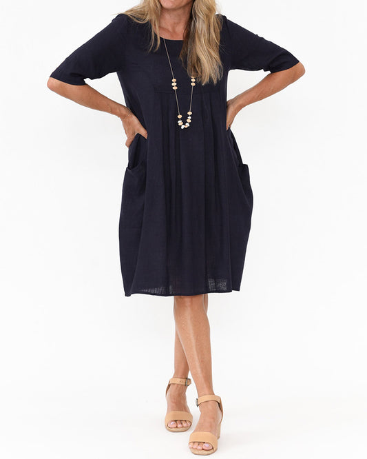 Loose Three-Quarter Sleeve Linen Beach Dress